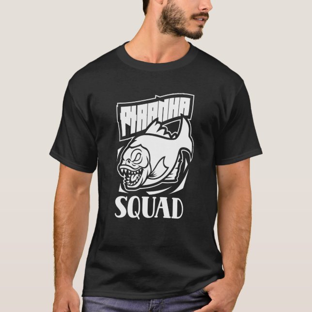 Piranha Squad Retro Piranhas Fish T Shirt (Framsida)