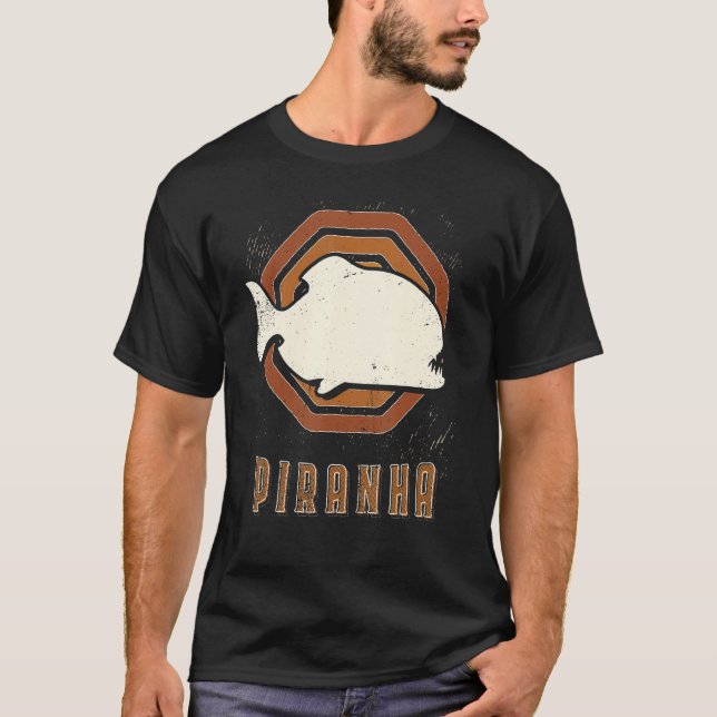 Piranha Vintage Retro Classic Animal Love T Shirt (Framsida)
