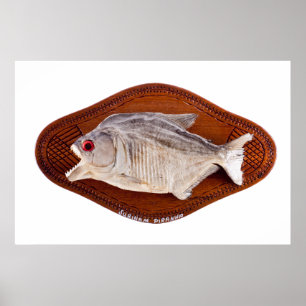 Piranhafisk, som trofén på trä isolerade poster