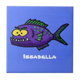 Piranhas tecknad kakelplatta