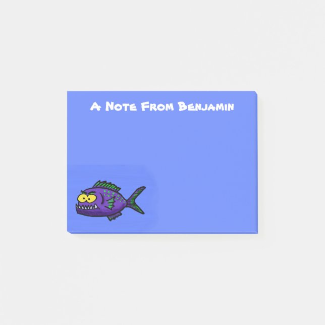 Piranhas tecknad post-it block (Framsida)
