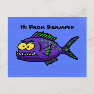 Piranhas tecknad vykort