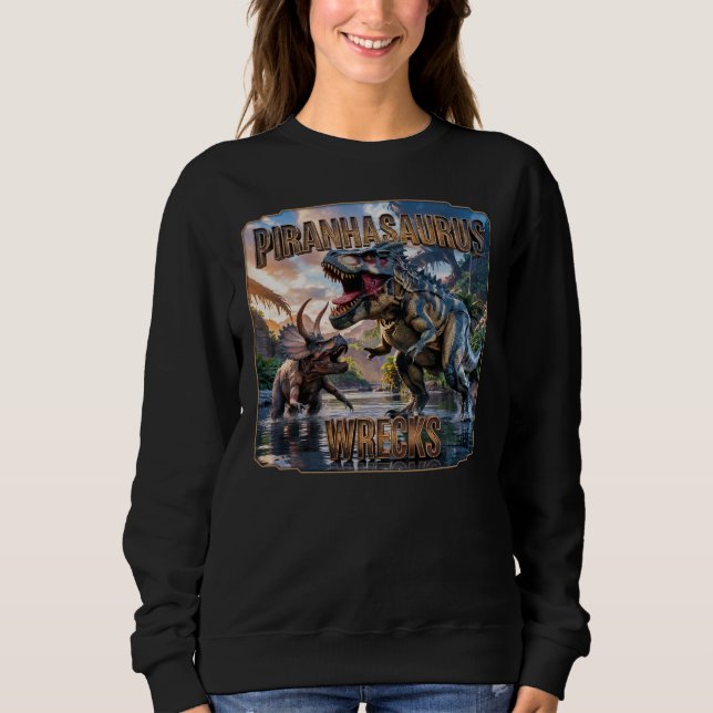 Piranhasaurus Ödeläggelse Fotografisk – Roligt Skr T Shirt (Framsida)