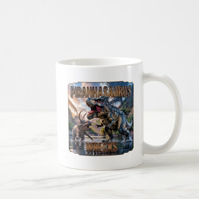 Piranhasaurus Vrakar Fotografiskt – Roligt Skräck Kaffemugg (Höger)