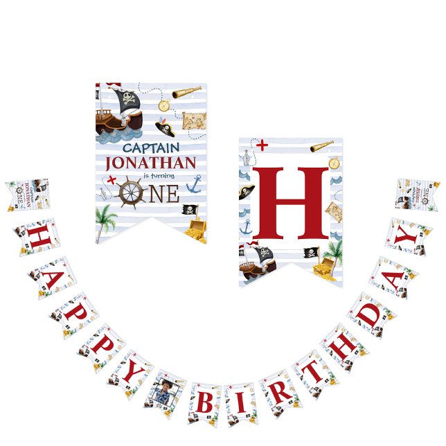 Pirat 1:a Grattis på födelsedagen Party Vimplar (Skapare uppladdad)