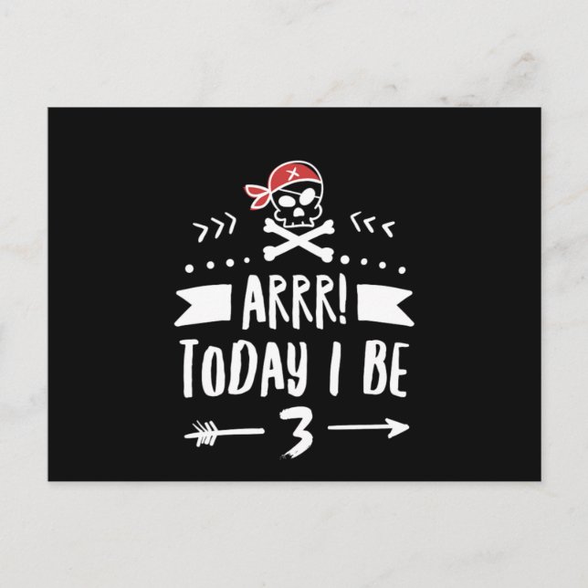 Pirat 3:e Födelsedagsfesten i dag är jag röd Vykort (Framsida)