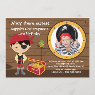 Pirat Ahoy Mates Boy Photo Födelsedagsfest Inbjudningar