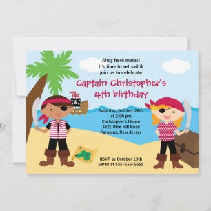 Pirat Ahoy Mates Födelsedagsfest Inbjudan Pojke