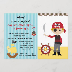 Pirat ahoy Mates Födelsedagsfest inbjudan pojke
