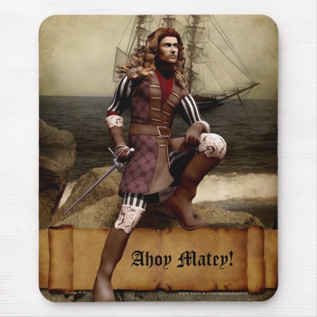 Pirat - Ahoy Matey - Anpassade Mousepad Musmatta (Framsidan)