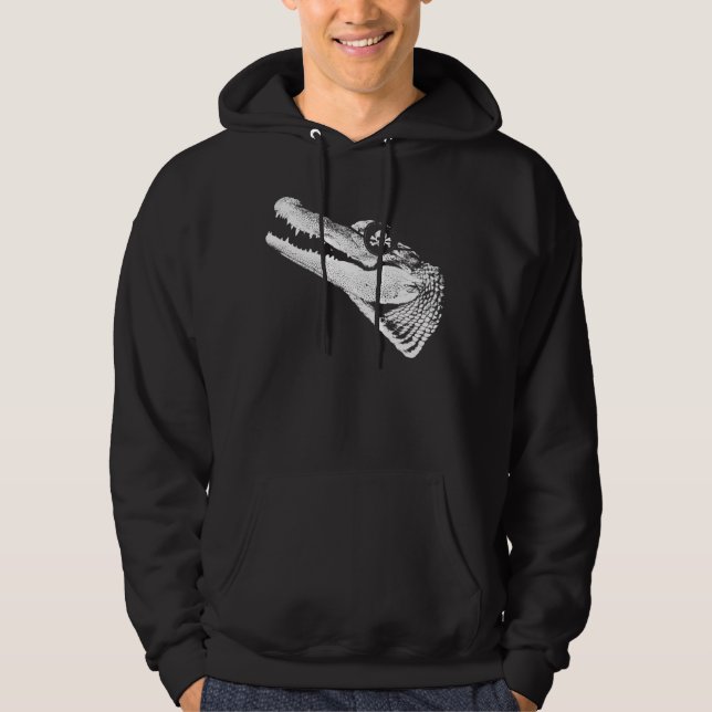 Pirat Alligator with Öga Patch Skull Hoodie (Framsida)