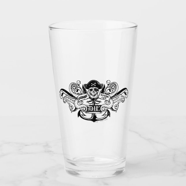 Pirat Anchor Badge, Goonies "Säg aldrig dö" Glaskopp (Framsida)