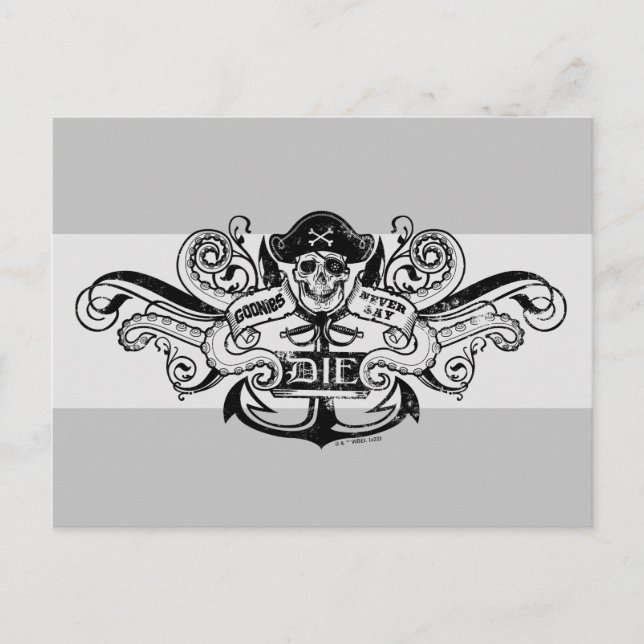 Pirat Anchor Badge, Goonies "Säg aldrig dö" Vykort (Framsida)