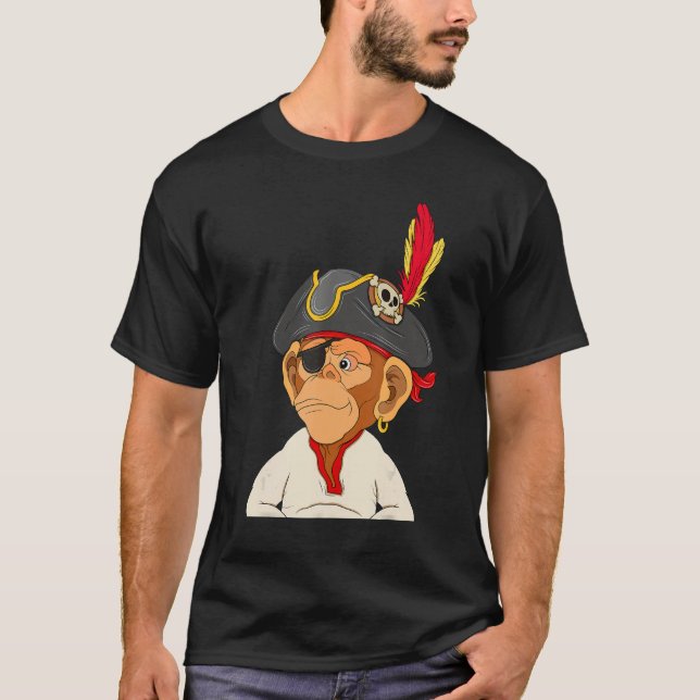 Pirat Ape Nft Thed Kapten Monkey T Shirt (Framsida)