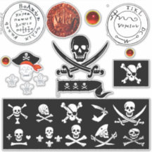 PIRAT BANNERS AND ANTIQUE PIRATER TREASURE KARTOR