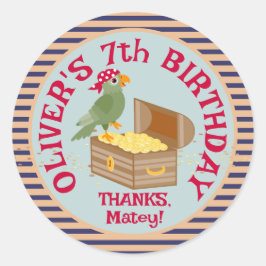 Pirat Barns födelsedag Party Runt Klistermärke