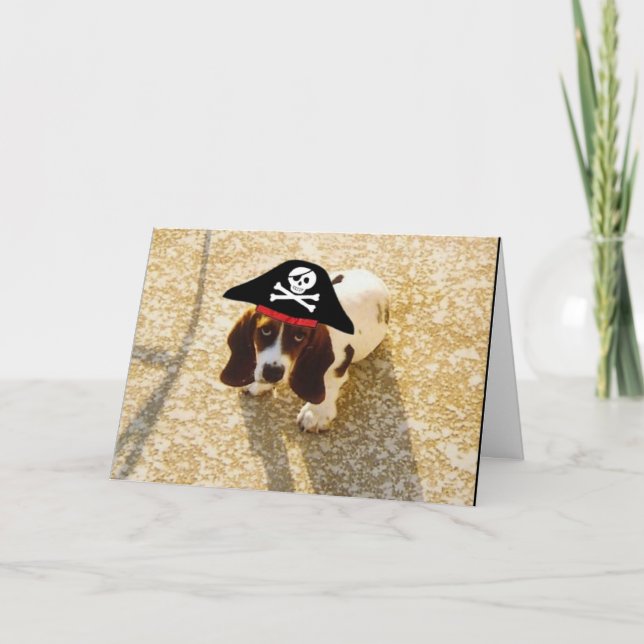 Pirat Bassett Hound Cards Kort (Framsida)