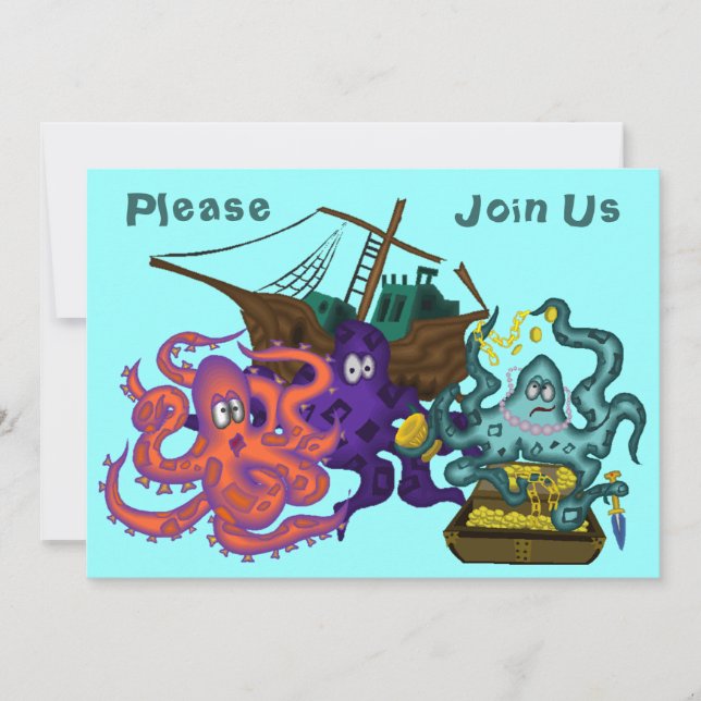 Pirat Begravd Skatt Undervattensliv Inbjudan (Framsida)