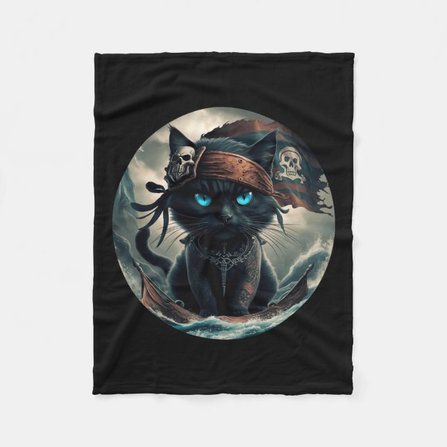 Pirat Black Cat Fleecefilt (Framsidan)