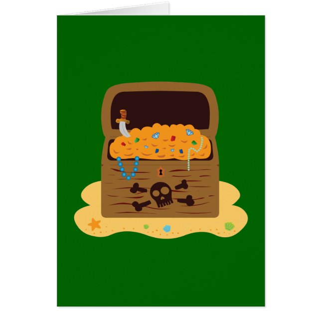 Pirat Booty Treasure Chest Hälsningskort (Framsidan)