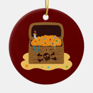 Pirat Booty Treasure Chest Julgransprydnad Keramik