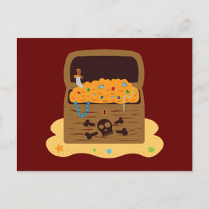 Pirat Booty Treasure Chest Vykort