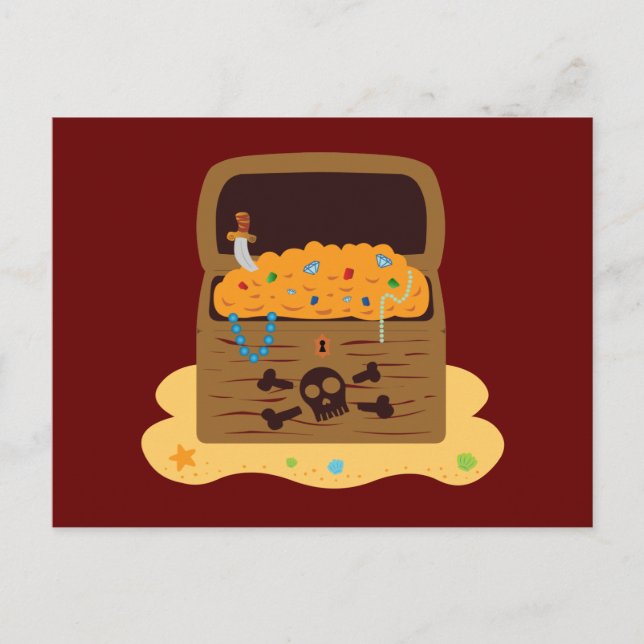 Pirat Booty Treasure Chest Vykort (Framsida)
