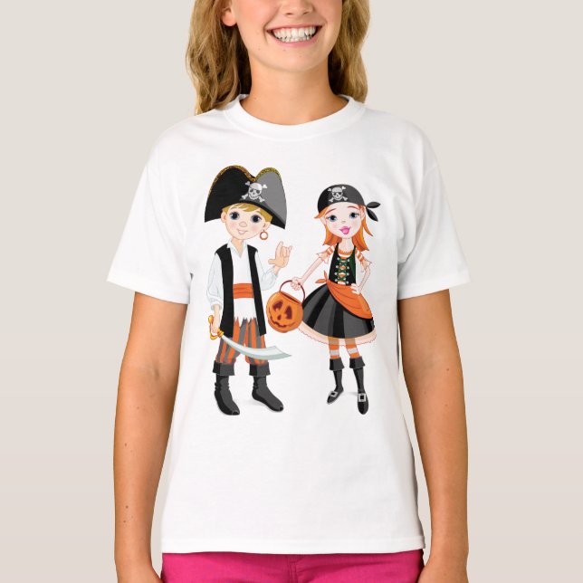 Pirat Boy and Girl Girls T-Shirt (Framsida)