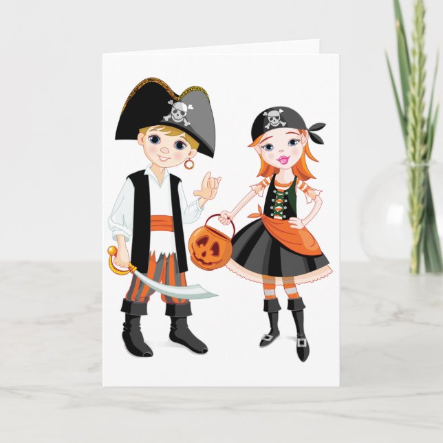 Pirat Boy and Girl Greeting Cards Kort (Framsida)