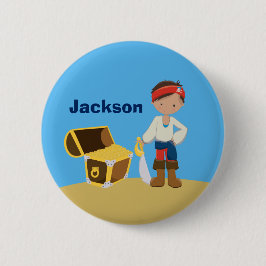 Pirat Boy Beach Summer Cute Kids Monogram Blue Knapp