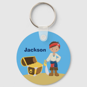 Pirat Boy Beach Summer Cute Kids Monogram Blue Nyckelring