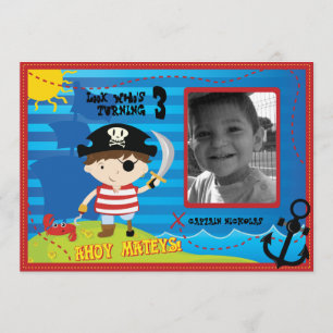 Pirat Boy Födelsedagsfest inbjudan, Ahoy Mateys! Inbjudningar