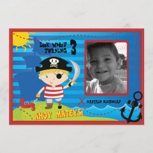 Pirat Boy Födelsedagsfest inbjudan, Ahoy Mateys! Inbjudningar