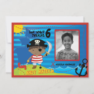 Pirat Boy Födelsedagsfest inbjudan, Ahoy Mateys! Inbjudningar