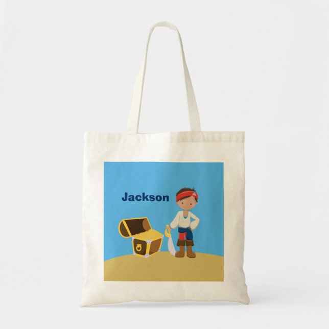 Pirat Boy Summer Beach Kids Monogram Bassäng Tygkasse (Framsidan)