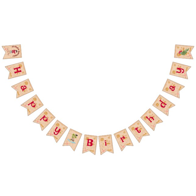 Pirat Boy Treasure Karta Roligt Födelsedagsfest  Vimplar (Alla)