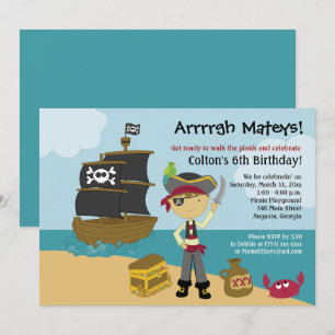 Pirat Boy's Birthday Call 5x7 Inbjudningar