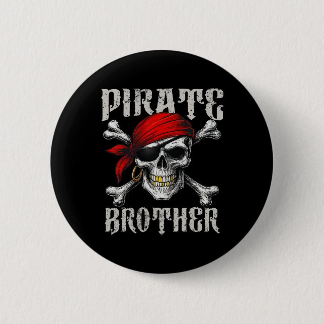 Pirat Brother Jolly Roger Flagga och Skull Crossbo Knapp (Framsida)