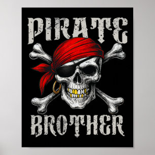 Pirat Brother Jolly Roger Flagga och Skull Crossbo Poster