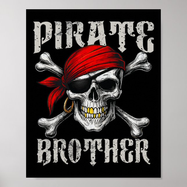 Pirat Brother Jolly Roger Flagga och Skull Crossbo Poster (Framsidan)