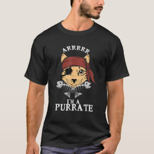 Pirat Ca Arrrr Purrate Kattunge Öga Patch Fishbone T Shirt