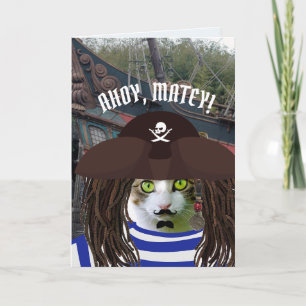 PIRAT CAPTAIN CAT BIRTHDAY Greeting Cards Kort