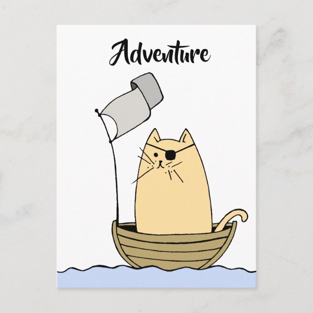 Pirat Cat Äventyr Vykort (Framsida)