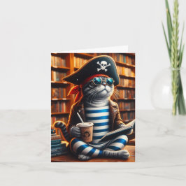 Pirat Cat Coffee blank iniside tillfällen Kort
