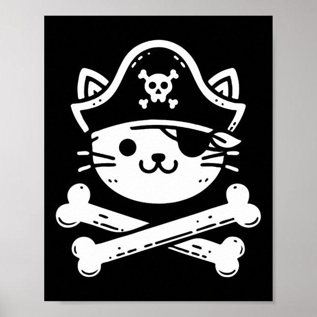 Pirat Cat Crossbone Cat Lover Cats Kitten Owner Poster (Framsidan)