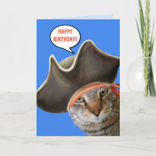 Pirat Cat Funny Birthday Kort
