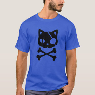 Pirat Cat Kitten Halloween Skull Kor Bones Cost T Shirt