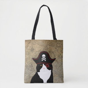 Pirat Cat Tote Bag Tygkasse