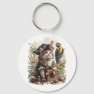 Pirat Cat Treasure Nyckelring