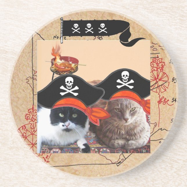 PIRAT CATS ,KARTOR-Prata som en pirat-dag Underlägg (Framsidan)